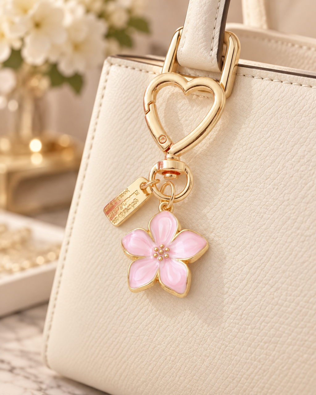 Bloom and Heart bag charm