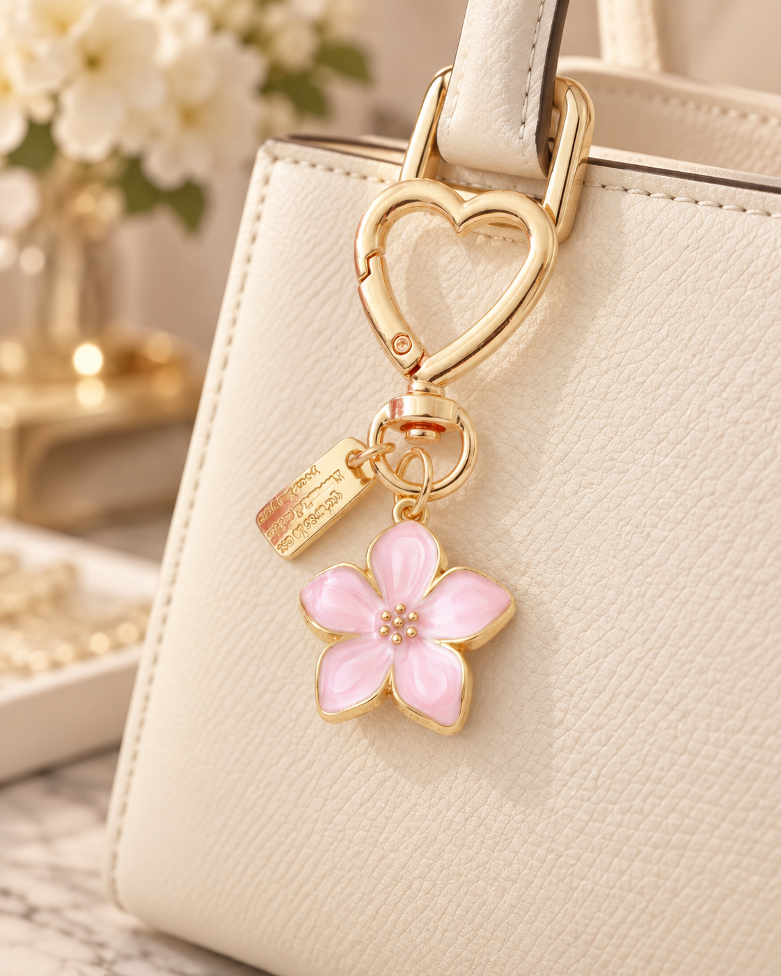 Bloom and Heart bag charm