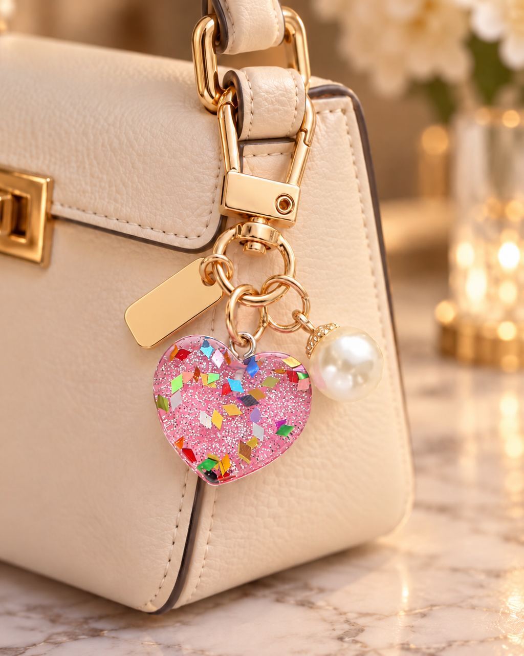 Confetti Heart Bag Charm