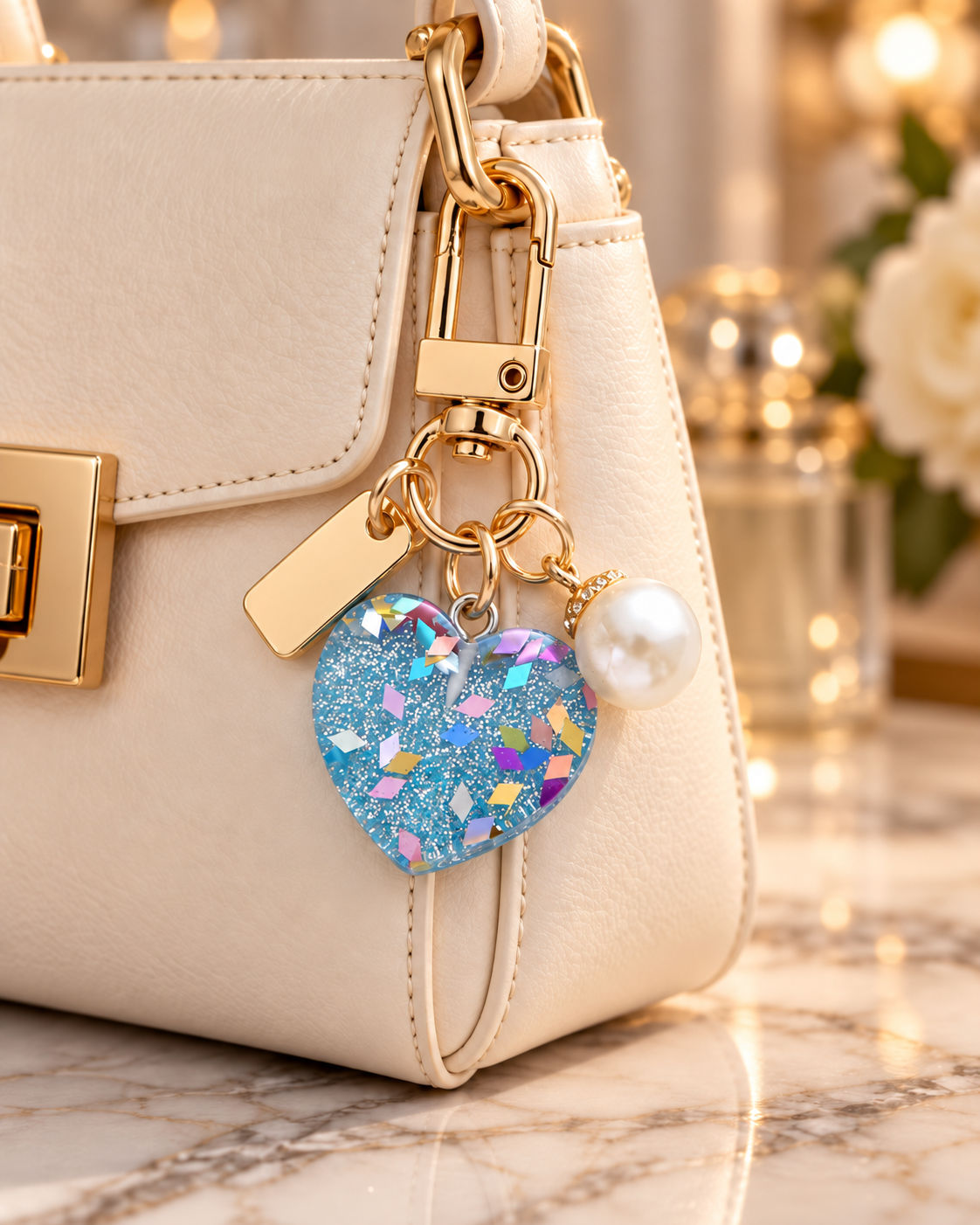 Confetti Heart Bag Charm