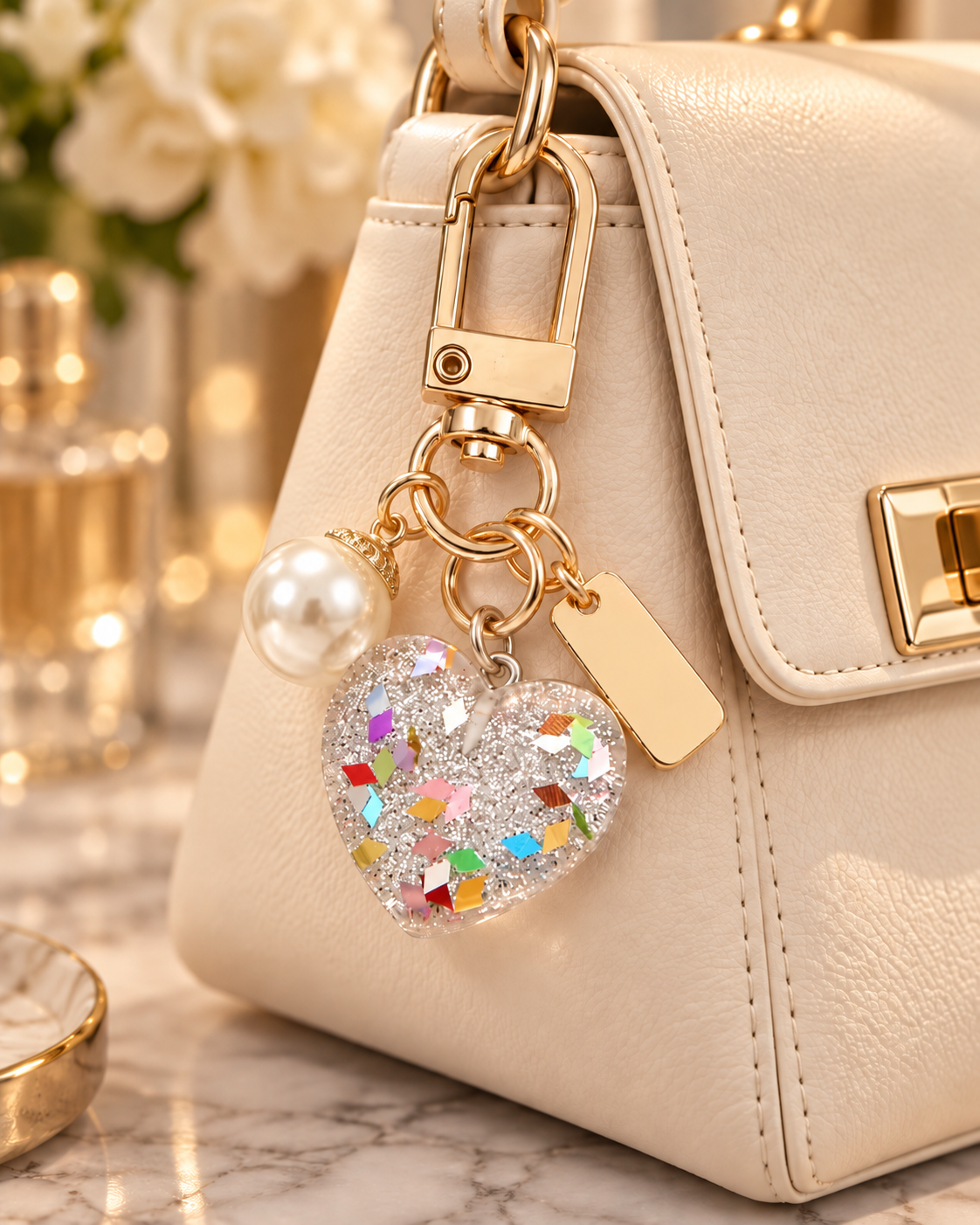 Confetti Heart Bag Charm